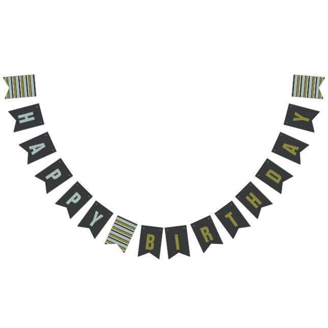 Blue, Green, Linen Grey Birthday Bunting Flags (All)