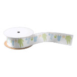 Blue &amp; Green Little Clothes Baby Shower Satin Ribbon at Zazzle