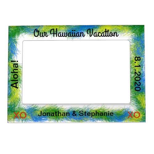 Blue Green Luau Vacation Magnetic Photo Frame