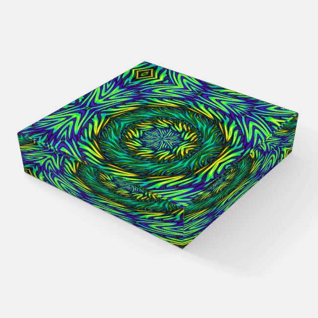 Blue Green Mandala Abstract Glass Paperweight