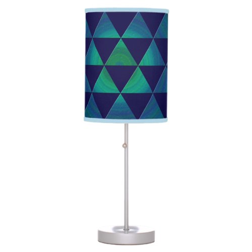 Blue Green Mandala Geometric Triangle Pattern Table Lamp