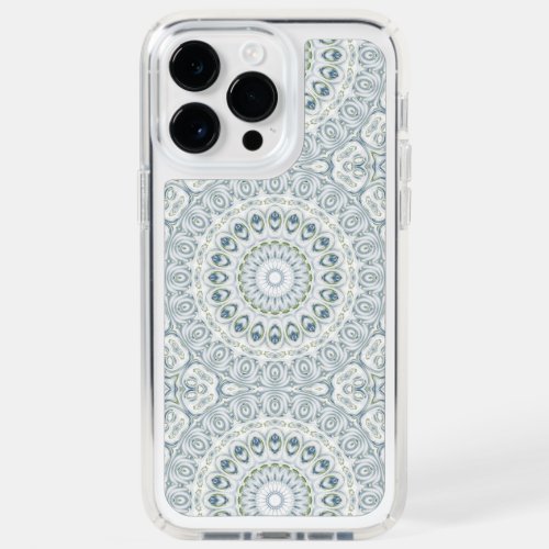 Blue  Green Mandala Kaleidoscope Medallion Flower Speck iPhone 14 Pro Max Case