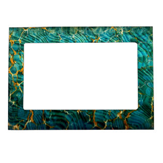 Blue Green Marble Abstract Magnetic Picture Frame