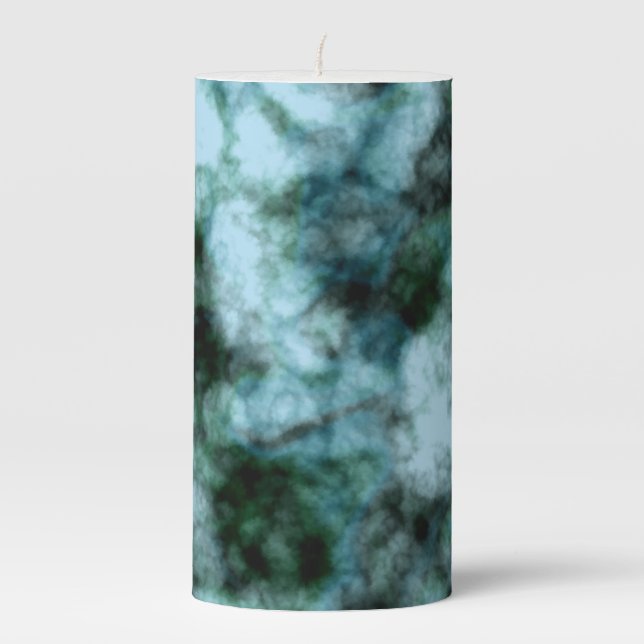 Blue Green marble   Pillar Candle (Front)