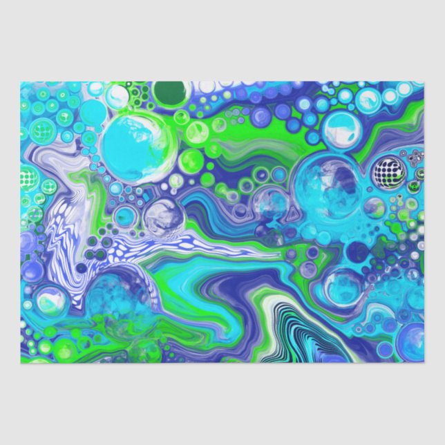 Blue Green Marble Swirls Birthday or baby shower  Tissue Paper (Front)