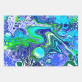 Blue Green Marble Swirls Birthday or baby shower Wrapping Paper Sheets (Front 3)