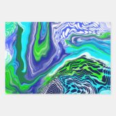 Blue Green Marble Swirls Birthday or baby shower Wrapping Paper Sheets (Front 2)