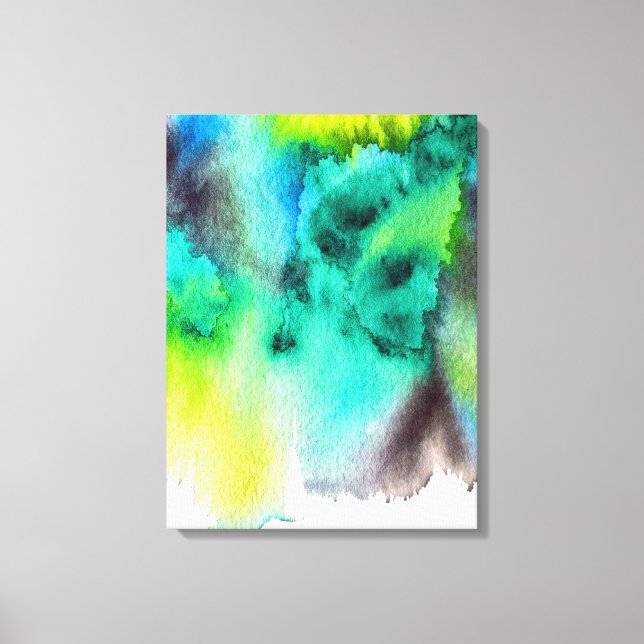 Blue Green marble Tie dye watercolor Canvas Print (Front)