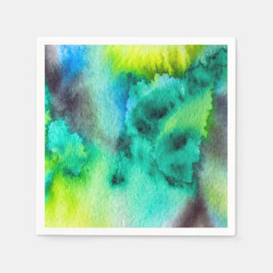 Blue Green marble Tie dye watercolor Napkins