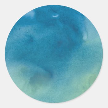 Blue & Green Marble Watercolour Classic Round Sticker by Sara_Rachel at Zazzle