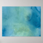 Blue &amp; Green Marble Watercolour Poster at Zazzle