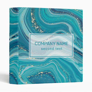 Blue Green Marble with Gold 3 Ring Binder