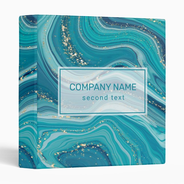 Blue Green Marble with Gold  3 Ring Binder (Front/Spine)