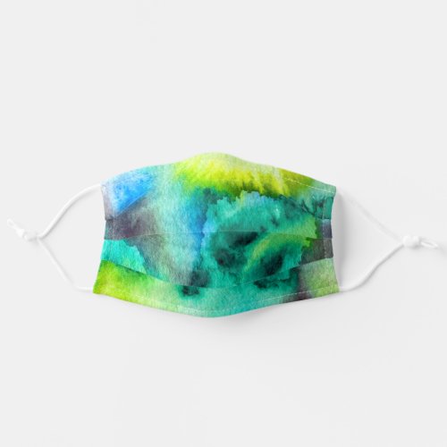 Blue green marbled watercolor cute girly adult cloth face mask