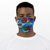 Blue Green Maroon Tropical Plants Adult Cloth Face Mask (Worn)