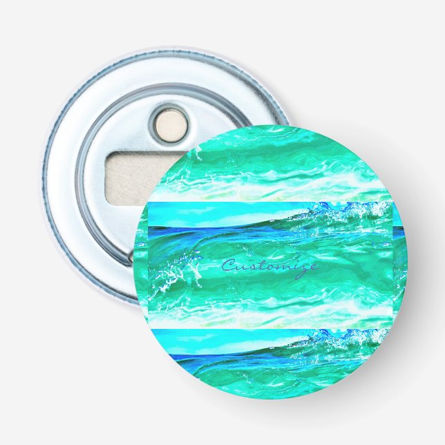 blue/green maui wave pattern Thunder_Cove Bottle Opener (Front)