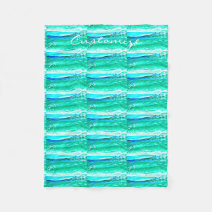blue/green maui wave pattern Thunder_Cove Fleece Blanket