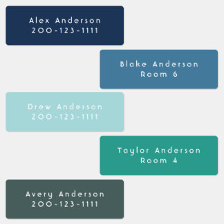 Blue Green Medium Waterproof Adhesive Kid's Labels
