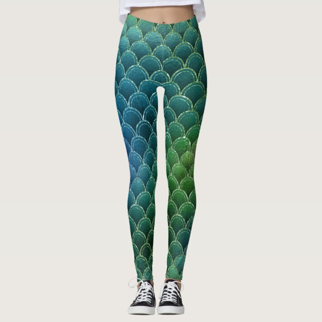 Blue Green Mermaid Leggings (Front)
