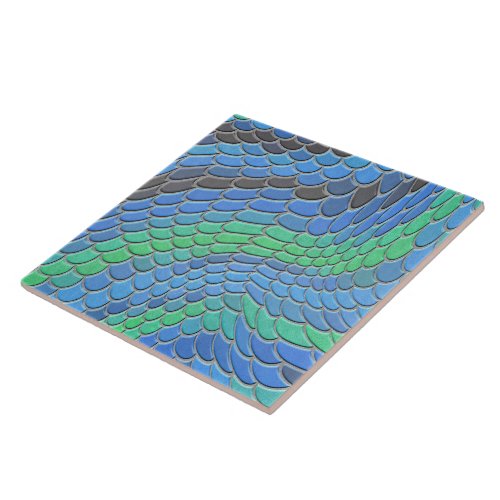 Blue Green mermaid scales fish scale Ceramic Tile