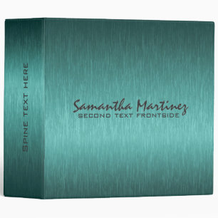 Blue-Green Metallic Design Brushed Aluminum Look Binder