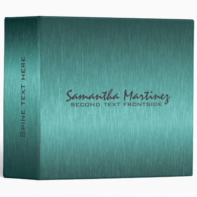 Blue-Green Metallic Design Brushed Aluminum Look Binder (Front/Spine)