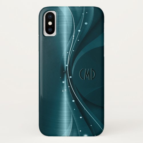 Blue_green metallic texture dynamic lines iPhone XS case