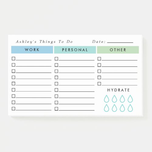 Blue Green Minimalist Daily Organizer To Do List Post_it Notes