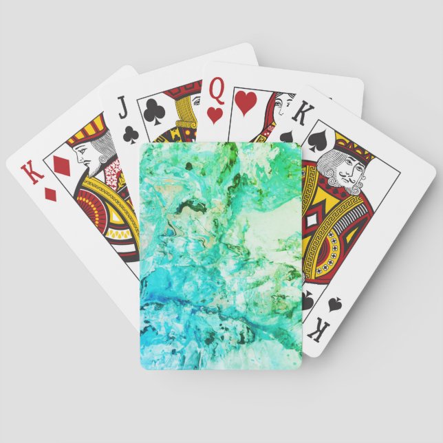 Blue Green Modern Abstract Template Trendy Poker Cards (Back)