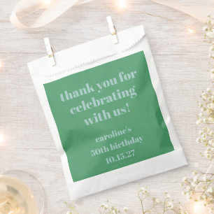 Blue Green Modern Custom 50th Birthday Thank You Favor Bag