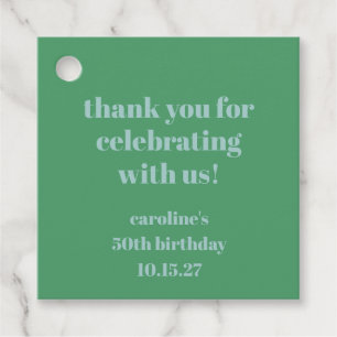 Blue Green Modern Custom 50th Birthday Thank You Favor Tags