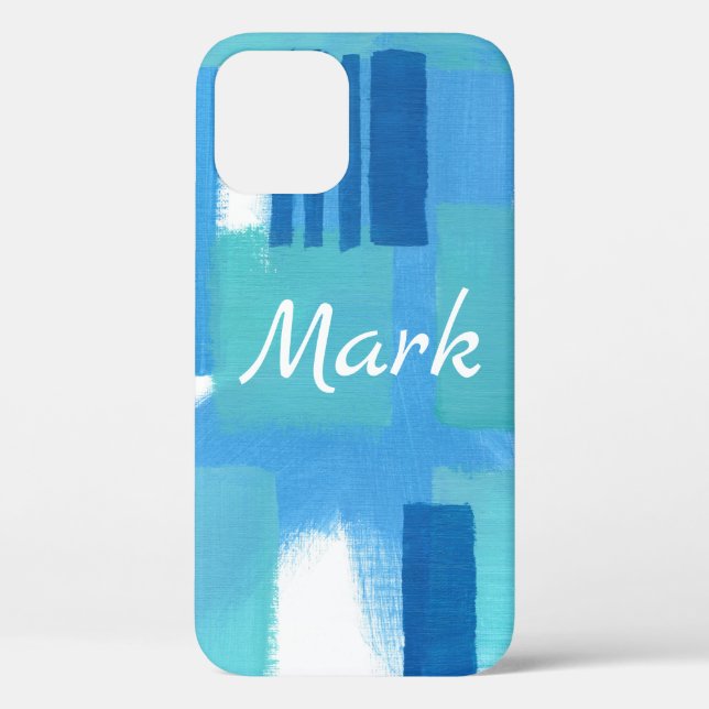 Blue Green Modern Design Personalized  iPhone Case (Back)