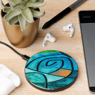 Blue Green Modern Expressionism Wireless Charger