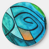 Blue Green Modern Expressionism Wireless Charger (Front)