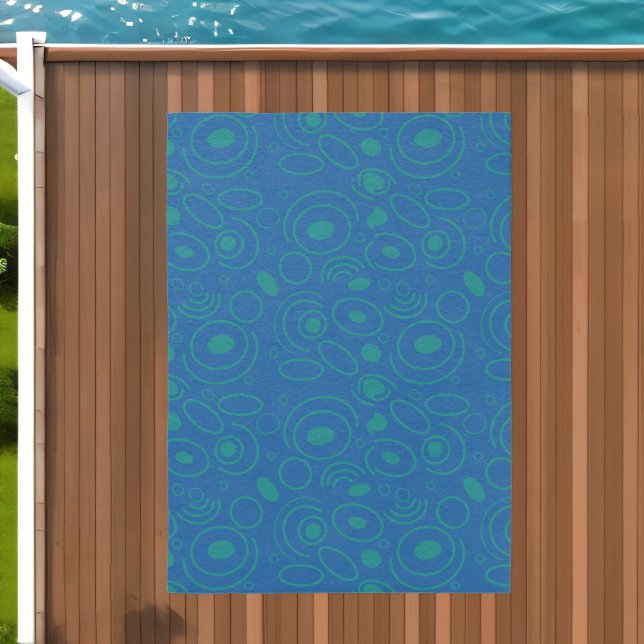 Blue Green Modern Geometric Swirl  Outdoor Rug (Insitu (Outdoor 2))