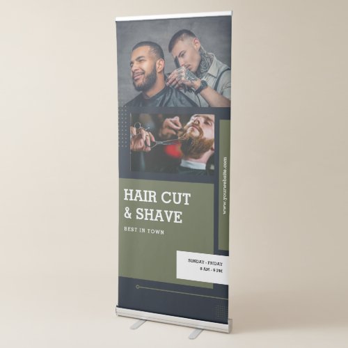 Blue Green Modern Professional Barbershop Vertical Retractable Banner