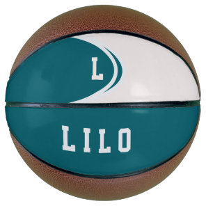 Blue Green Monogram Personalized Basketball