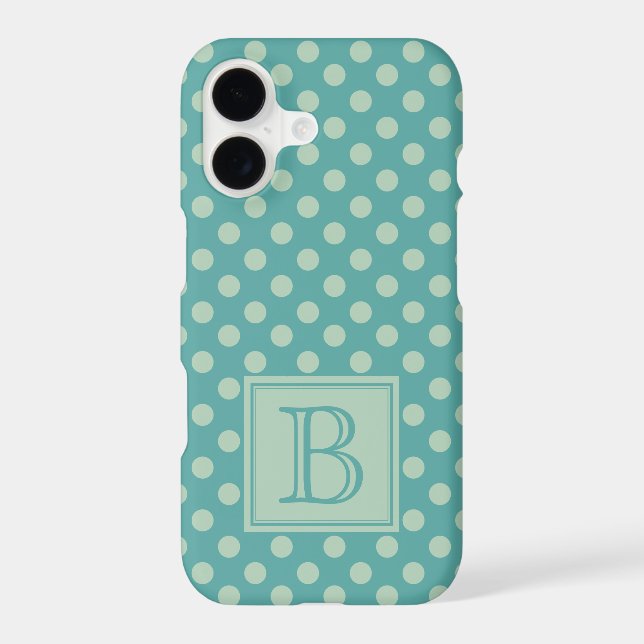 Blue Green Monogram Polka Dot Case-Mate iPhone Case (Back)