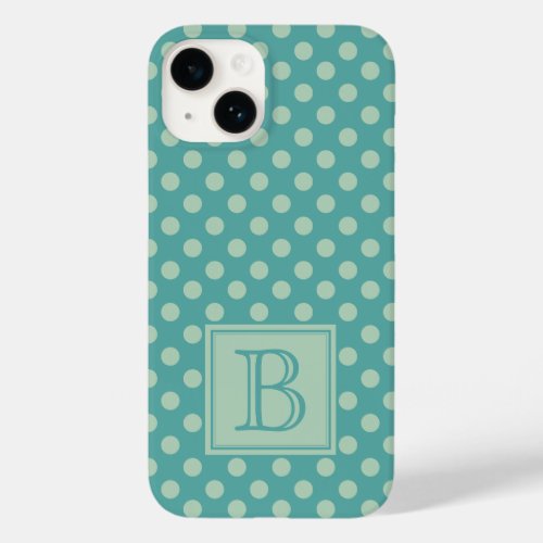 Blue Green Monogram Polka Dot Case_Mate iPhone 14 Case