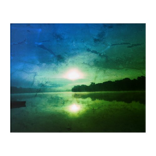 Blue Green Morning Sunrise abstract at CT River Acrylic Print