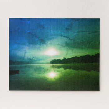 Blue Green Morning Sunrise Abstract At Ct River  Jigsaw Puzzle by minx267 at Zazzle