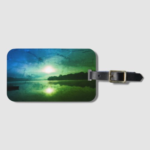 Blue Green Morning Sunrise abstract at CT River  Luggage Tag