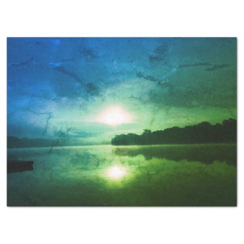 Blue Green Morning Sunrise abstract at CT River Tissue Paper