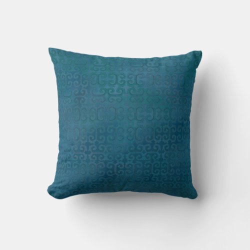 Blue Green Moroccan Tone on Tone Modern Pattern Throw Pillow