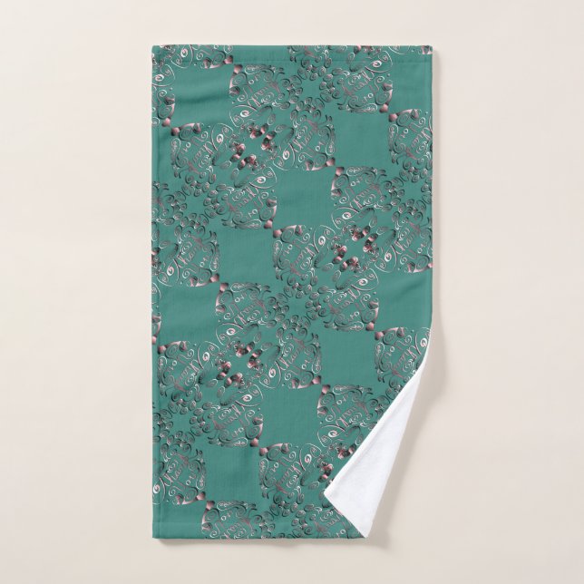 Blue Green Mottled "Thank you"  Bath Towel Set (Hand Towel)