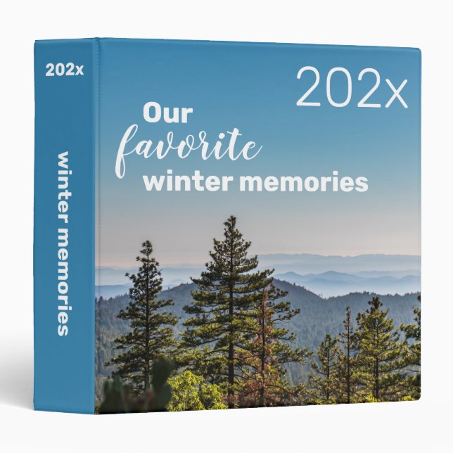 Blue & Green Nature Mountainscape Forest Photo 3 Ring Binder (Front/Spine)