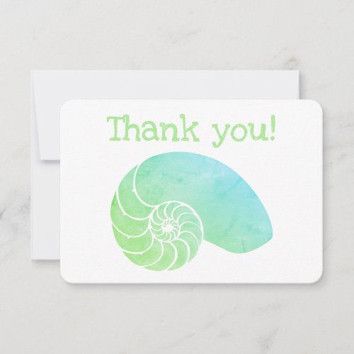 Blue Green Nautilus Flat Thank You Card