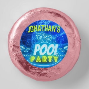Blue Green Neon Glowing Boys Birthday Pool Party Dipped Oreo Cookie Favors