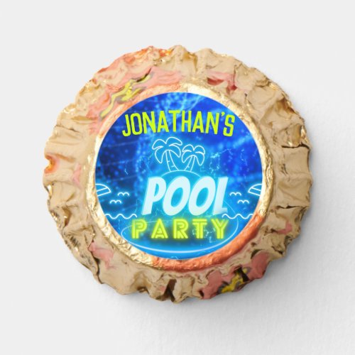 Blue Green Neon Glowing Boys Birthday Pool Party Reeses Peanut Butter Cups