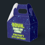 Blue Green Neon Glowing Bruh Thanks Boys Birthday Favor Boxes<br><div class="desc">Bruh boys Birthday design with neon bright and vivid colors of green and blue,  perfect for various birthday themes.</div>